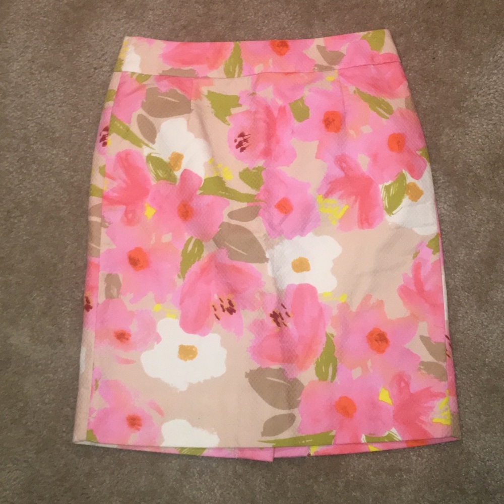 Pink Flowered J. Crew Pencil Skirt