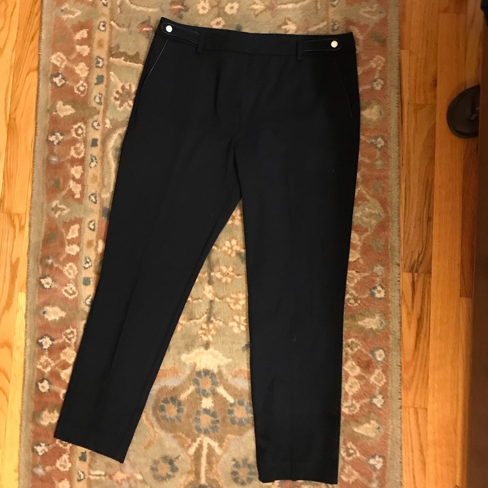 Black suit pants with leather piping detail