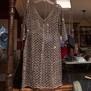 Vintage lace dress.  Bronze with tiny sequins.