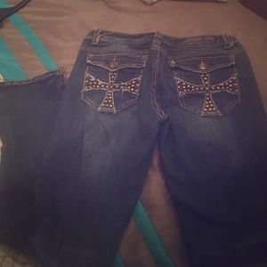 La Idol Bootcut embossed crossed stitch jeans