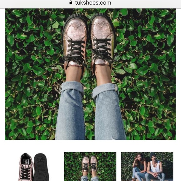 🌹Rose Gold Metallic Wingtip Casbah Creepers 💃🏻 - Picture 7 of 8