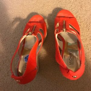 Michael Kors platforms in bright orange/red canvas
