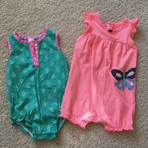 2 BABY ROMPERS - 12 MONTHS OLD