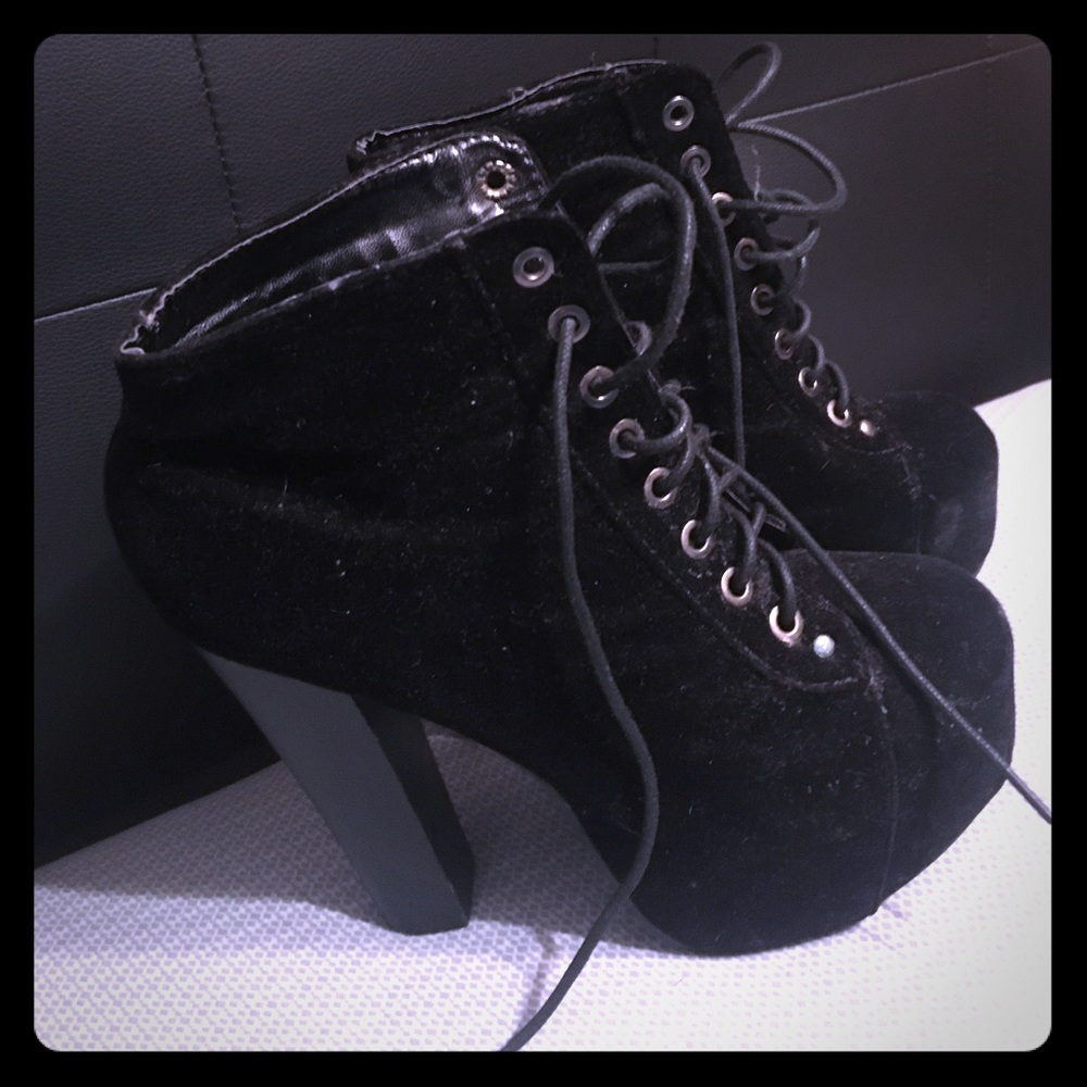 High Heel Lace Up Booties. NWT.