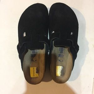 Black Suede Birkenstock Boston Clog 38