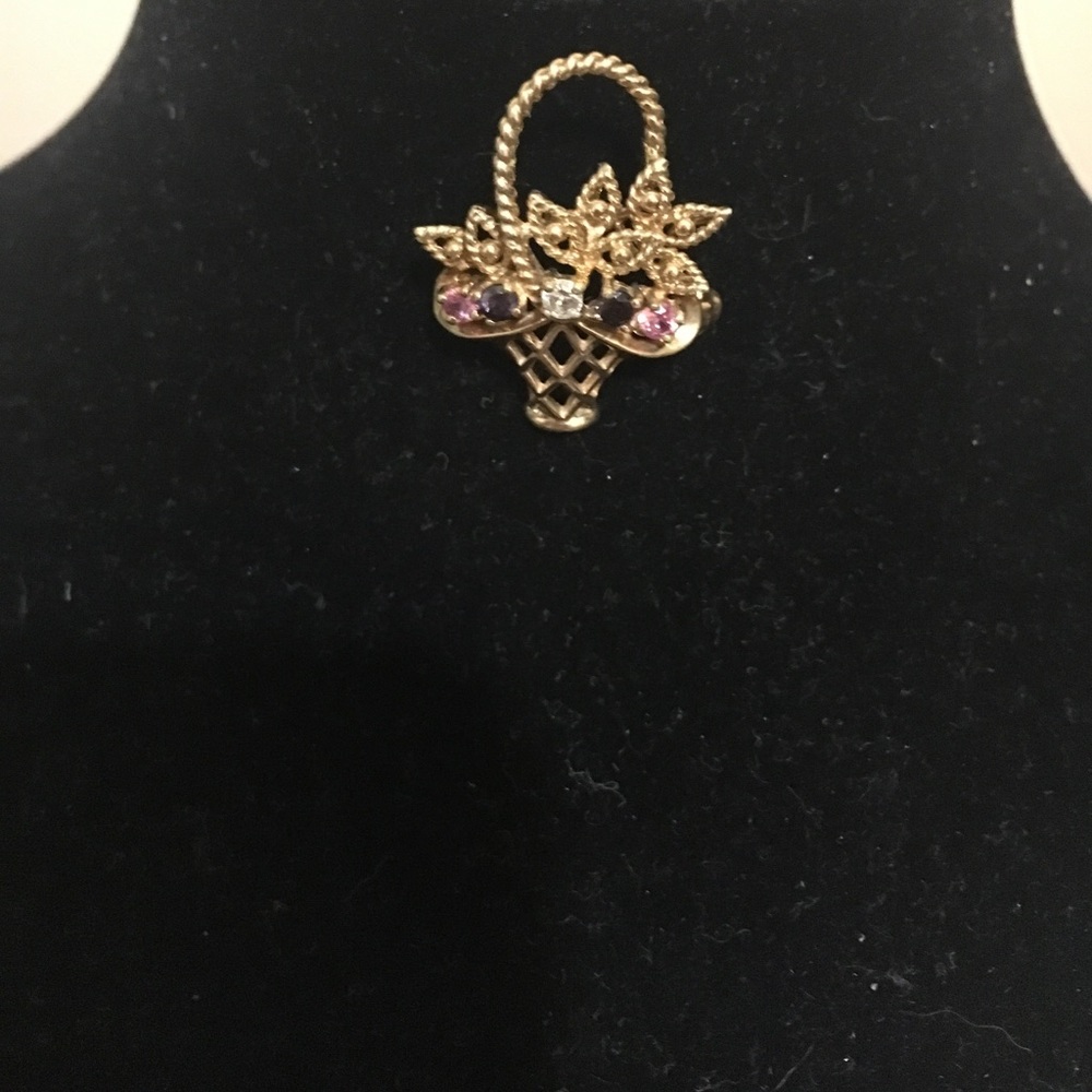 18k Pink, Blue,White Sapphire pin.