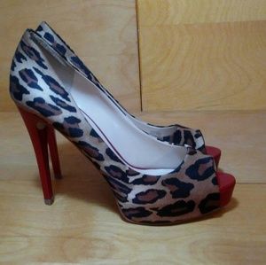 Guess Leopard/Red Platform Stiletto Heels size 7.5