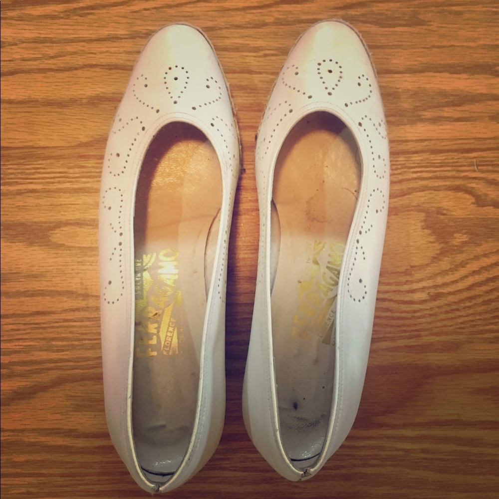 Salvatore Ferragamo White & Tweed Shoes