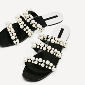 ZARA PEARLY STRAPPY SANDALS