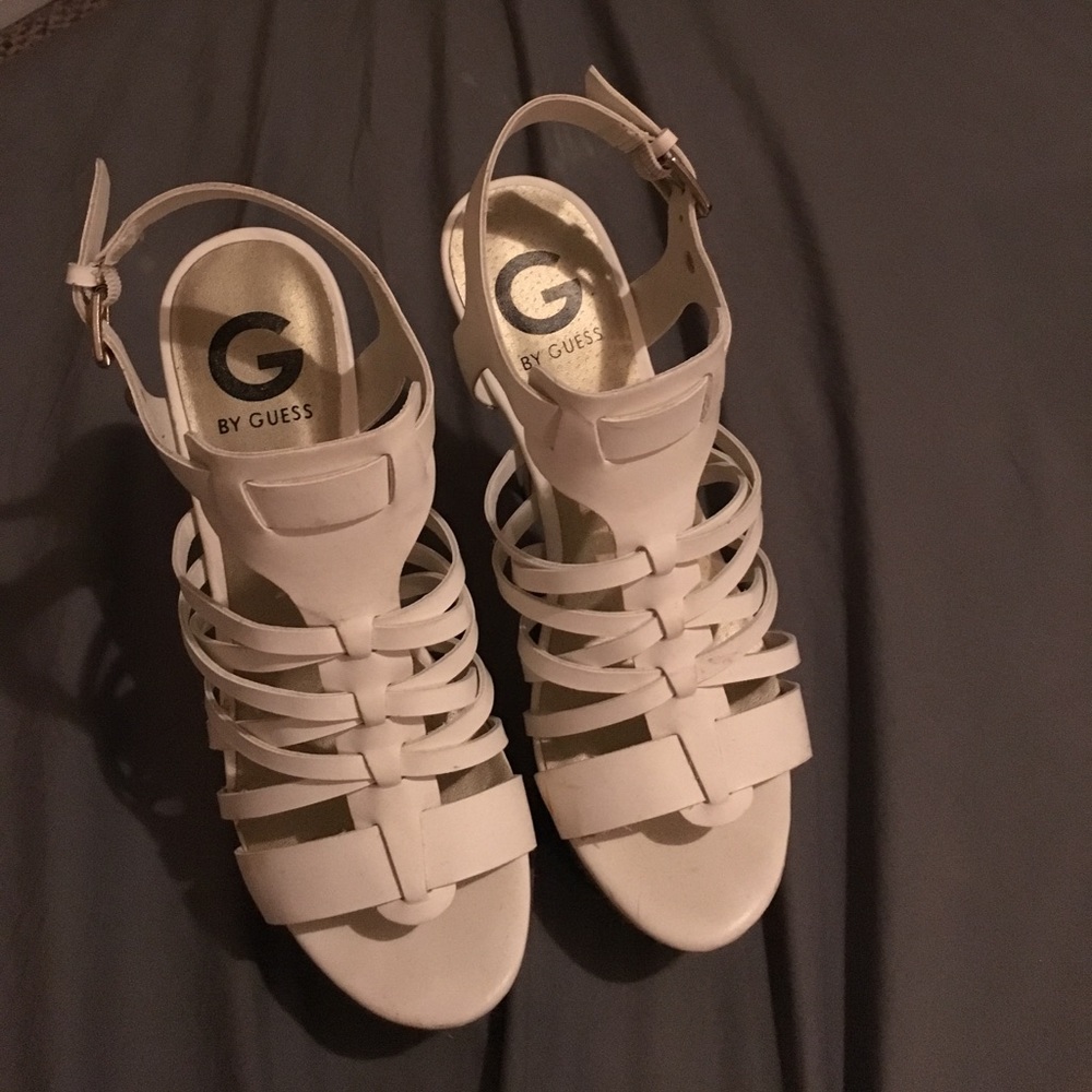 White Guess Espadrille Stilletos