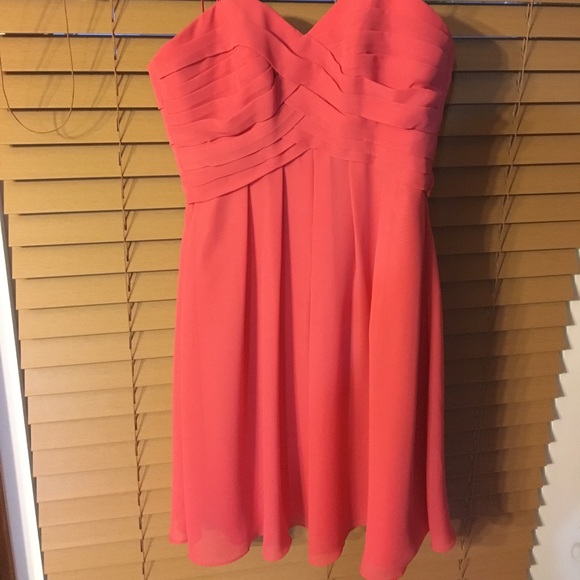 Short Coral chiffon bridesmaid dress - Picture 1 of 5