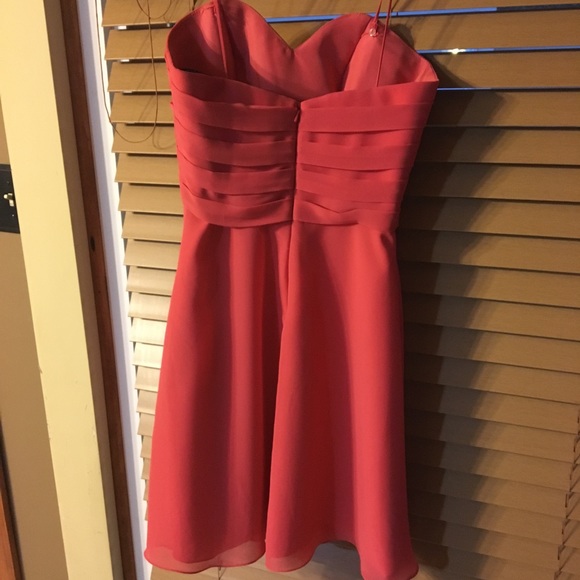 Short Coral chiffon bridesmaid dress - Picture 3 of 5