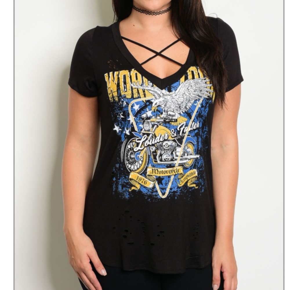 PLUS SIZE CRISS CROSS FRONT TOP
