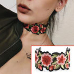 Boho Flower embroidery choker