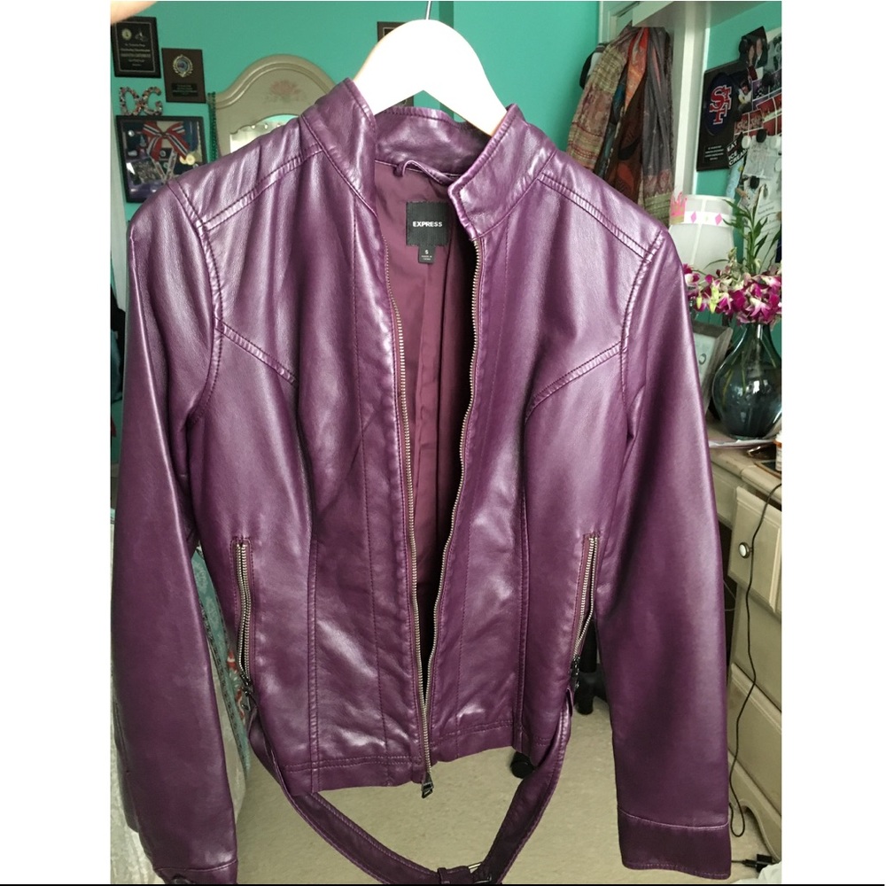 Vibrant purple faux leather jacket