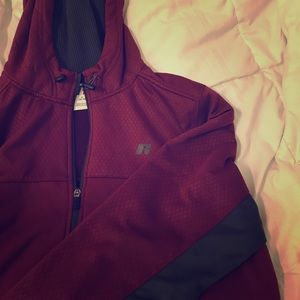 Maroon and Gray Russell Athletic Zip Up Hoodie
