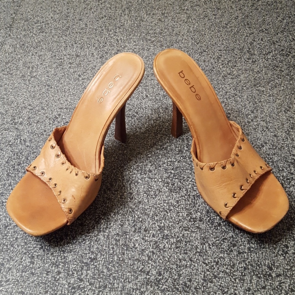 Bebe camel color leather heels