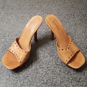 Bebe camel color leather heels