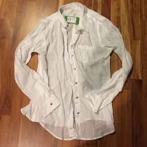 Lily Pulitzer white linen long sleeve shirt