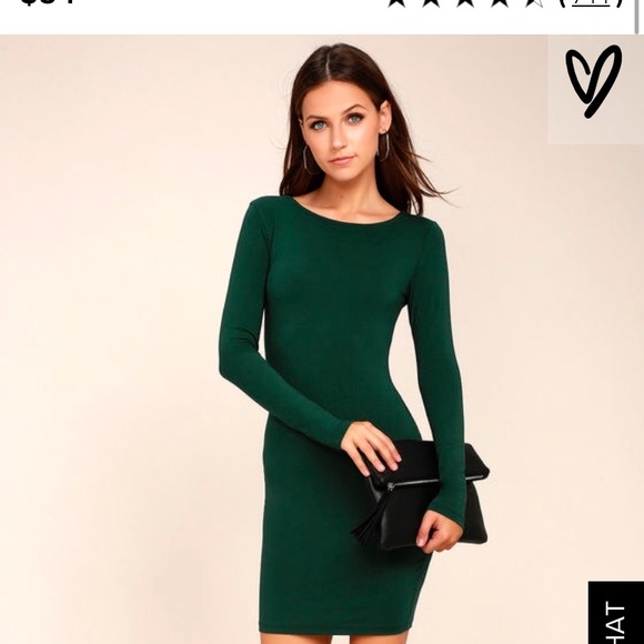 Lulus Long Sleeve Dark Green Dress - Picture 2 of 4