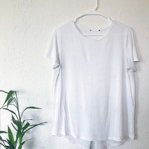 Plain white top.