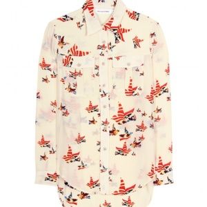 Etoile Isabel Marant Bird Print Silk Blouse