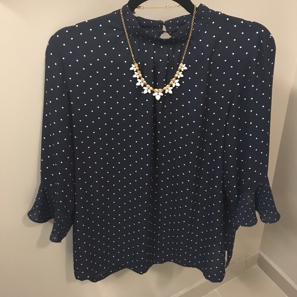 Navy blue polka dot blouse