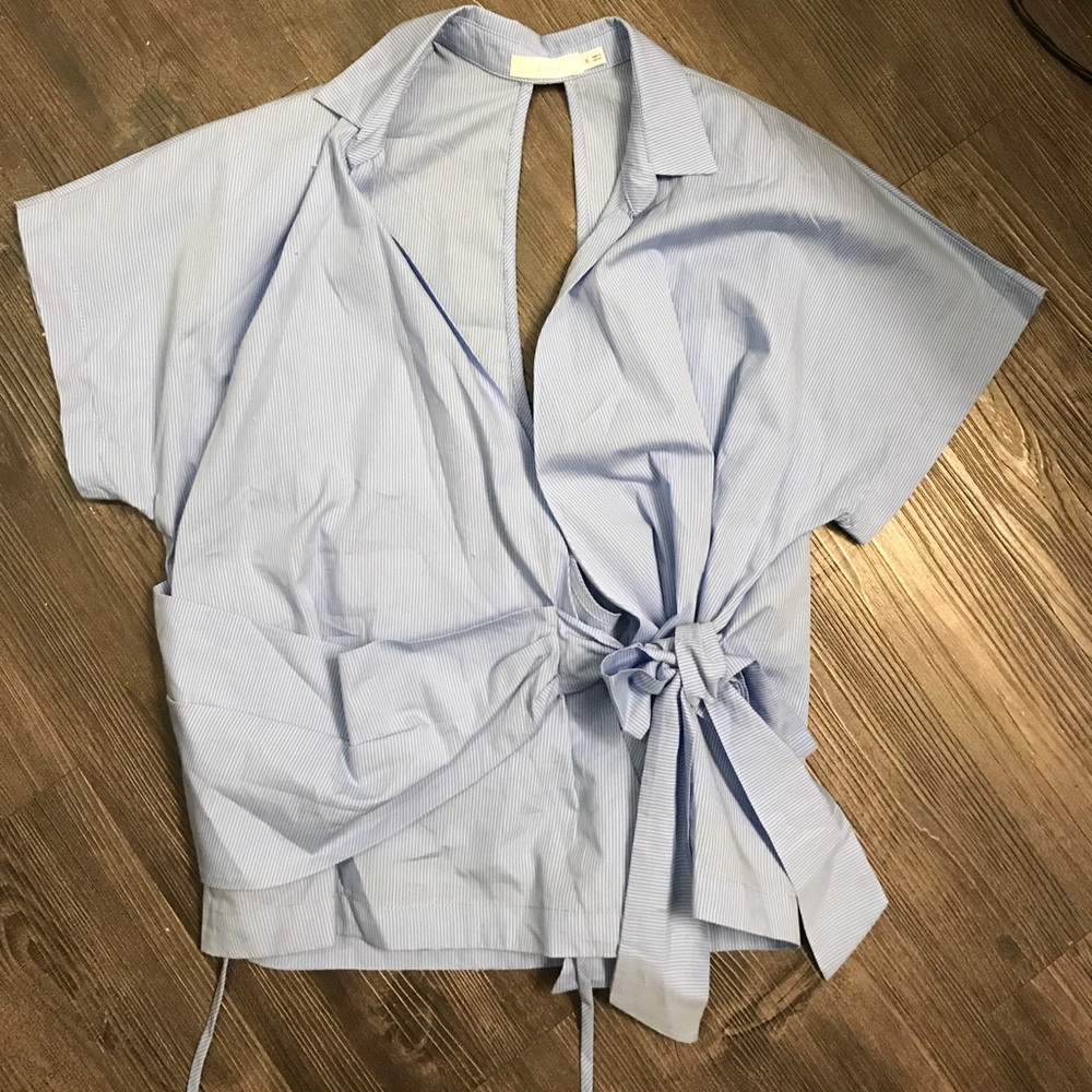 Pinstripe Tie-front top