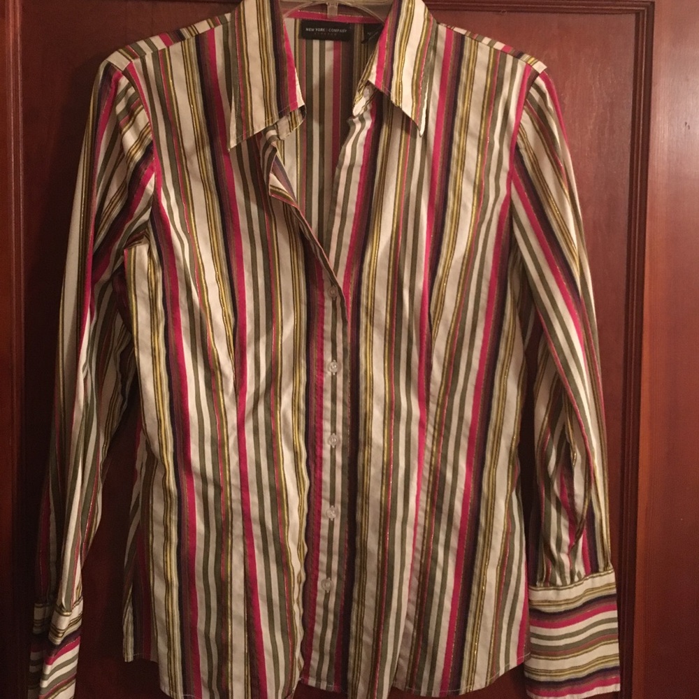 New York & Co. Striped long sleeve blouse
