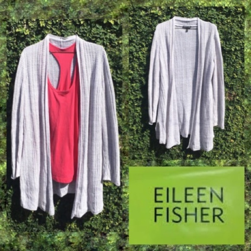 (S) Gray knit Eileen Fisher cardigan