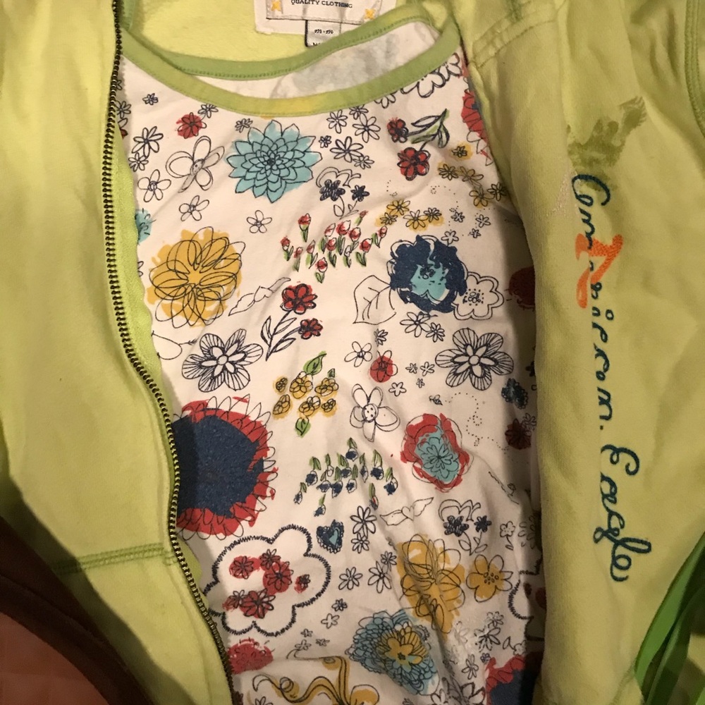 Lime Green 3/4 Sleeve AE Zip Up Hoodie