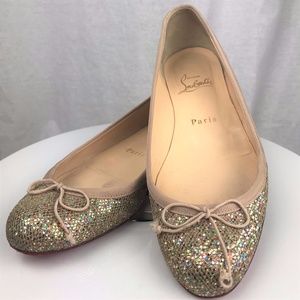 Christian Louboutin Gold Glitter Flats
