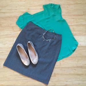 Grey Textured Pencil Skirt