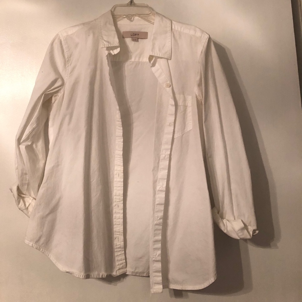 Loft White Button Down Top