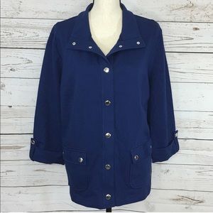 Karen Scott Sport Roll-Tab Sleeve Snap Jacket New Karen Scott Sport Roll-Tab Sleeve Snap Jacket New