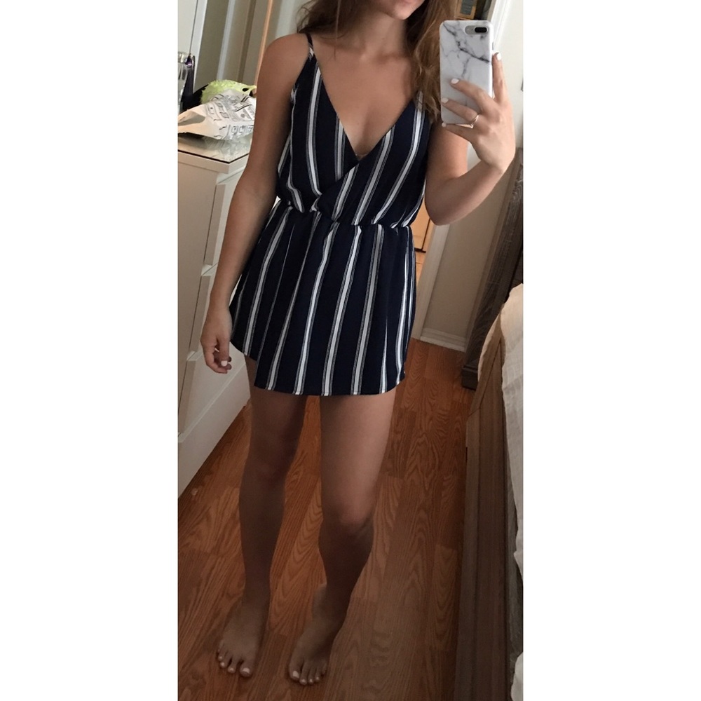 Navy & White Romper