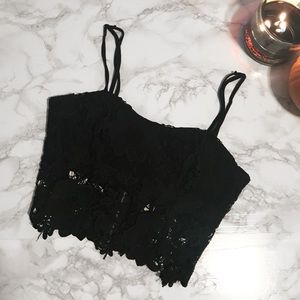 Black floral crop top