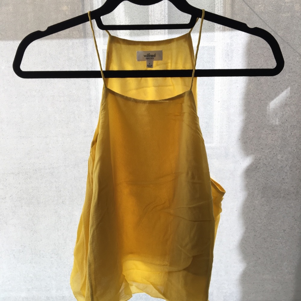 Yellow Aritzia Silk Wilfred Tank Top