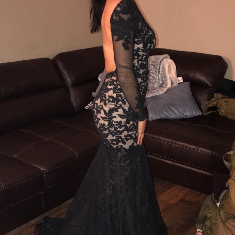 Formal black backless gown