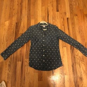 J.crew chambray polka dot button down shirt