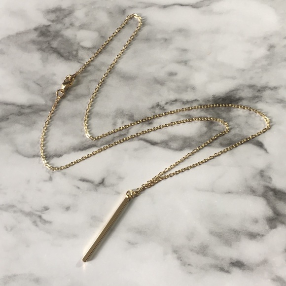 Minimalist Dainty 18K Gold Bar Delicate Necklace - Picture 5 of 7