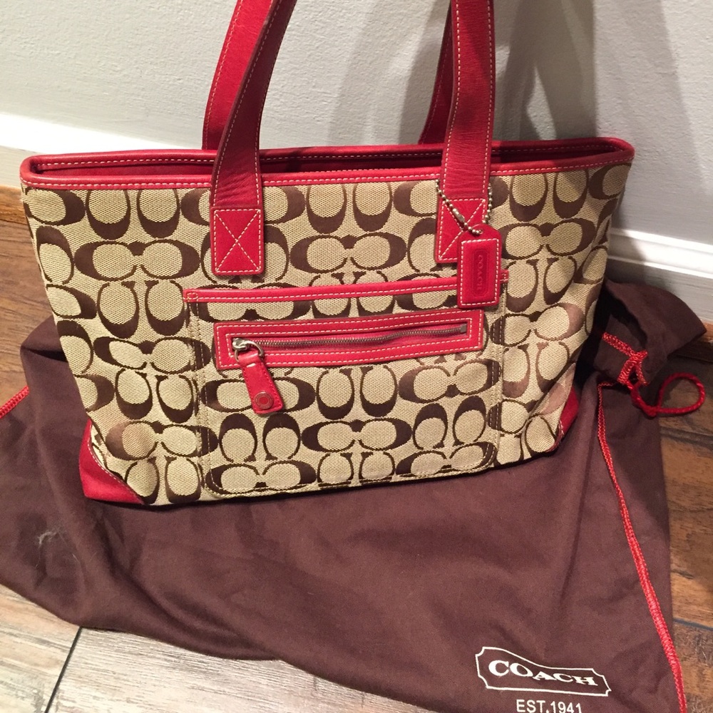 Coach signature red/khaki bag