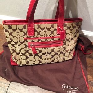 Coach signature red/khaki bag