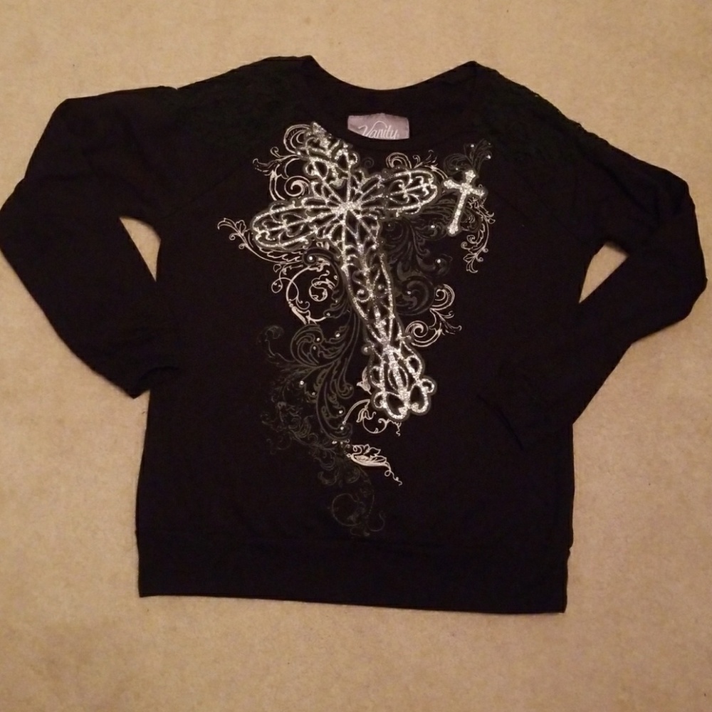 Black glittery sweat shirt
