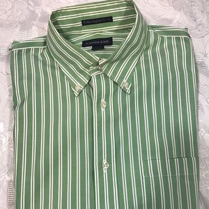 Land's End Men's Green Striped Dress Shirt 15 1/2 Land's End Men's Green Striped Dress Shirt 15 1/2