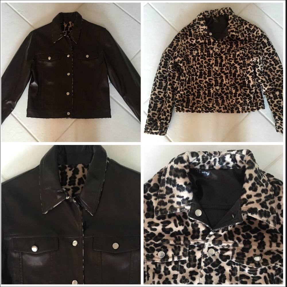 CHILDREN'S REVERSIBLE FAUX LEATHER LEOPARD JACKET
