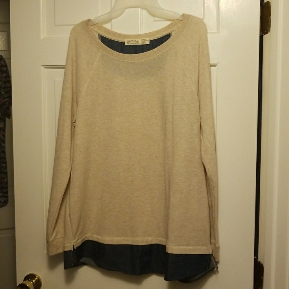 Beige and blue top