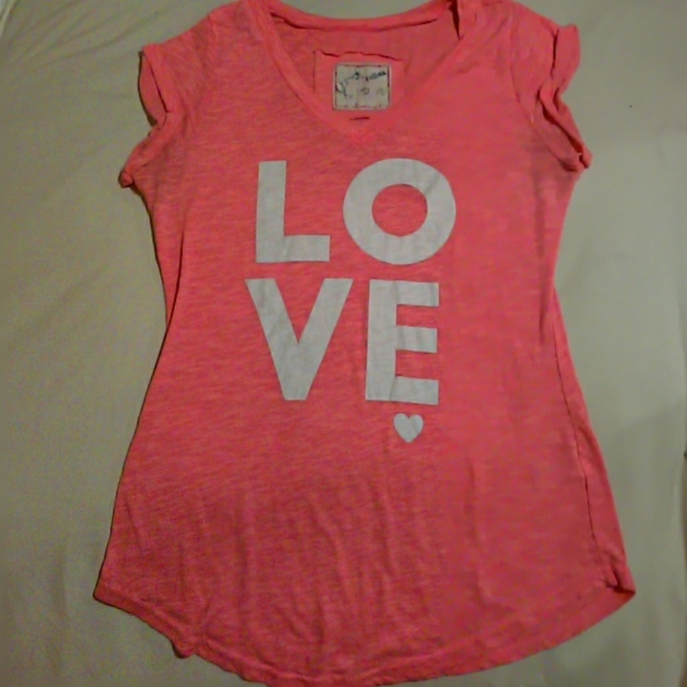 Pink love t-shirt, tight fit, v-neck OBO