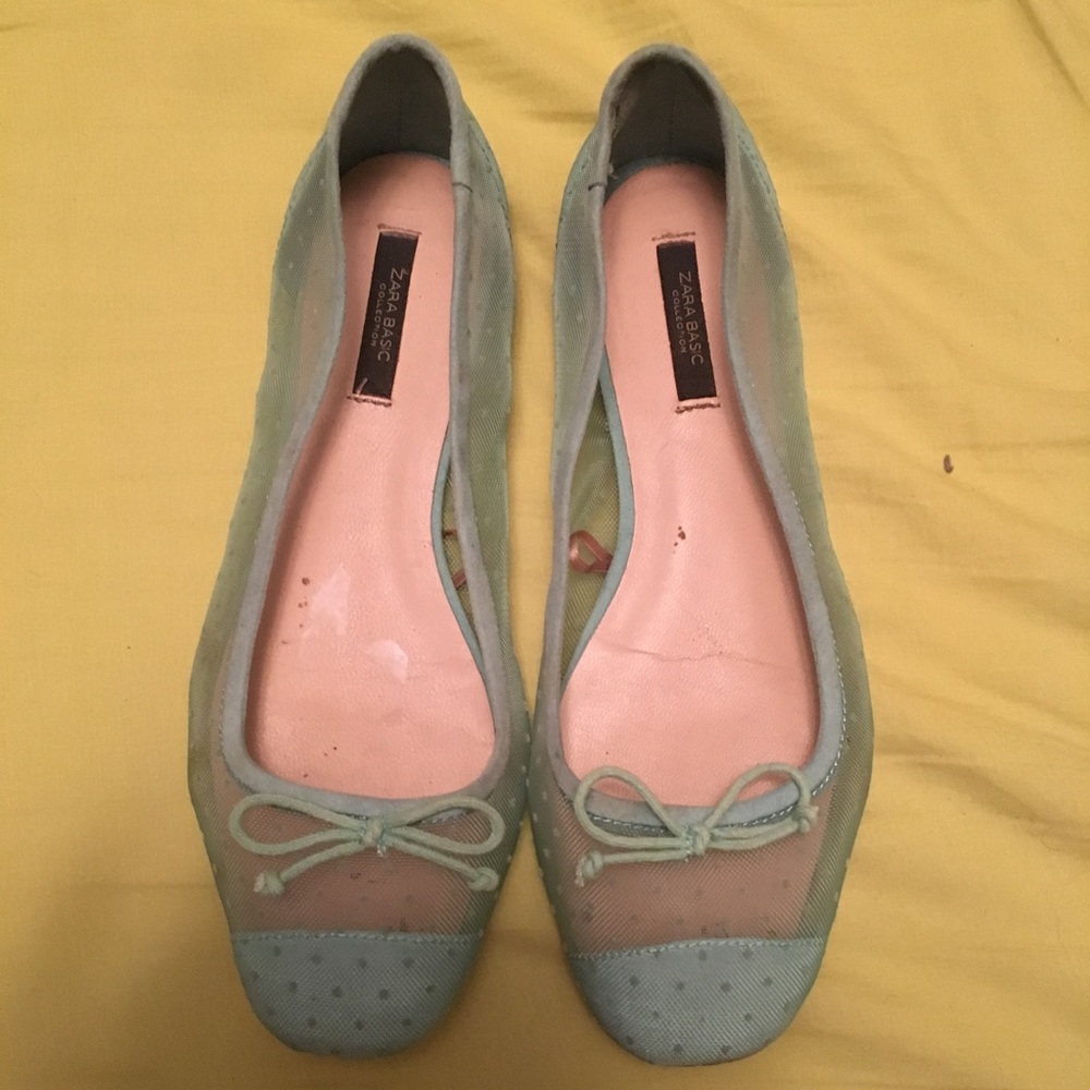 Zara basic green ballet flats. Size 38(US 7)