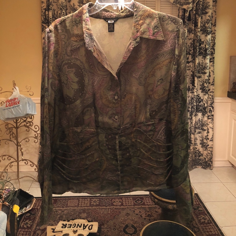 Silk sheer paisley blouse